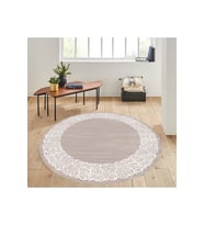 Eliana Home Baskılı, Yıkanabilir Kaymaz Taban Yuvarlak Halı LNA7292-HS524 120x120 cm (Bej)