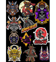 Samurai Sticker Set-2 12 Parça Telefon, Tablet, Defter, Laptop Sticker