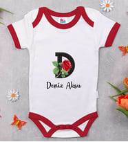 BK Kids Kişiye Özel Harfli Kırmızı Bebek Body Zıbın-5