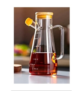 Salkım 900 Ml Bambu Kapaklı Cam Yağdanlık Royaleks-CLKN-1800