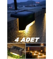 Vanckey 4 Adet Köşebent Merdiven Veranda Solar Güneş Enerjili Bahçe Led Lamba Dekor Bahçe Balkon Aydınlatma
