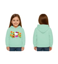 Unisex hello kity  Baskılı Çocuk Swaetshirt  Baskılı Kapüşonlu 3 İplik Şardonlu (Mint Yeşili)