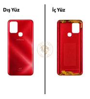 Infinix Hot 10 Kırmızı Uyumlu Arka Kapak Arka Cam Batarya Pil Kapağı Lazer Kesim Back Cover