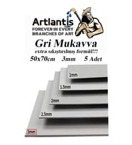 Mukavva Gri 3 mm 50x70 cm 5 Adet Sert Karton Ekstra Sıkıştırılmış 50*70 Mukavva Gri Renkli 3mm 5 Adet