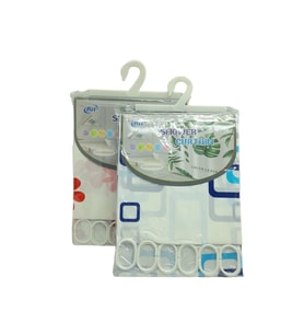 ÇİF KANAT PVC BANYO PERDESİ 2  PARÇA  X 90X180CM - 12 HALKALI