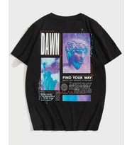 Unisex Baskılı Oversize T-Shirt - Siyah