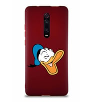 Xiaomi Mi 9T Soft Premier Kapak Donald Duck-E Tasarımlı Silikon Kılıf - Mürdüm (Şeffaf)