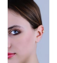 Gümüş altın yaldızlı zirkon taşlı sıkıştırmalı kutup yıldızı kıkırdak küpe ear cuff SGTL11959GOLD