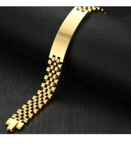 Babalar Günü Hediyesi, Resimli Çelik Bileklik, Sevgiliye Hediye, Kişiye Özel Hediye,İsimli Bileklik (Gold)