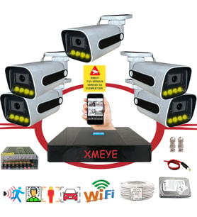 Bises 5 li Araç Yüz ve İnsan Tanımalı Hareket Algılayan 5 MP Lens 4 Warm Led Gece Renkli Gösteren Güvenlik Kamera Seti BS784W