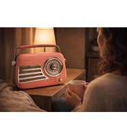 Retro Bluetooth Hoparlör Nostaljik Radyo Tasarımlı Taşınabilir USB FM Destekli Vintage Speaker (Pudra Pembe)