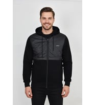 Erkek Kapitone Modelli 3 İplik Kapüşonlu Sweatshirt BGL-ST04865 (Siyah)