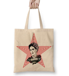 Frida Kahlo 09 Bez Çanta Uzun Saplı
