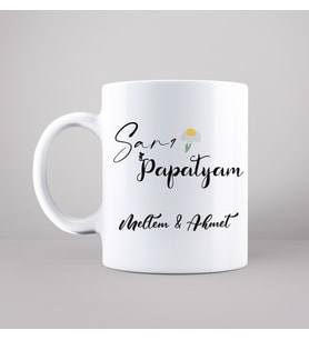 Sarı Papatyam Tasarımlı Kupa Kişiye Özel