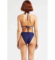 Kadın Bikini Takımı Üçgen Kaplı Boyundan Bağlamalı Brazilian Alt Normal Bel Taş Detaylı Balensiz