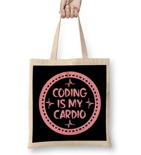 Coding Is My Cardio Fitness Gym Workout Mens Womens 02 Bez Çanta Uzun Saplı