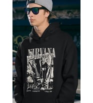 Nirvana Kurt Cobain 1982-94 Baskılı Unisex Oversize Rock Metal Hoodie