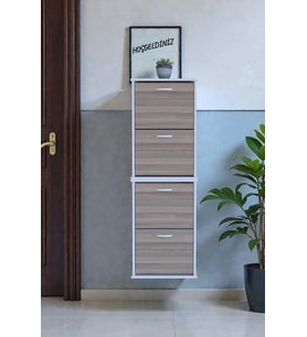 Eliusta Slim 4 Düşer Kapaklı 52 cm Cordoba Asma Ayakkabılık Kapı Önü/Antre 52x156x26 cm Ayakkabılık (Sütlü Kahve)