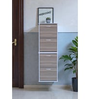 Eliusta Slim 4 Düşer Kapaklı 52 cm Cordoba Asma Ayakkabılık Kapı Önü/Antre 52x156x26 cm Ayakkabılık (Sütlü Kahve)