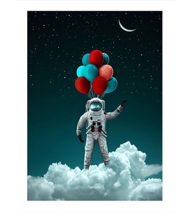 Balonlar Ve Astronot Tasarım Mdf Tablo