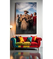 ATATÜRK PORTRE XIV Ev Duvar Salon Güzellik Salonu Ofis Dükkan Dekarasyon Kanvas Tablo (Akçaağaç)