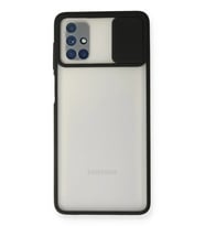 Newface Samsung Galaxy M51 Kılıf Palm Buzlu Kamera Sürgülü Silikon - Siyah
