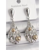 Pirinç Gümüş Renk Sallantı Damla Model Gold Topçuk Detay Kadın Küpe 5886 - SSSSSS8780-1166