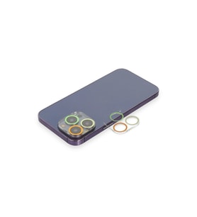 İphone 12 Pro Max Renkli Kamera Lens Koruma Cam - Sarı-turuncu