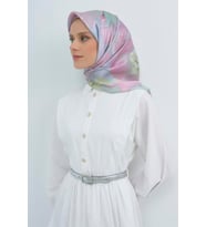 Armine Saf İpek Sura Eşarp-2026 İlkbahar-Yaz- 950500D (Mavi-Yeşil)