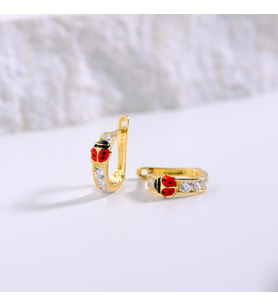 14 Ayar Altın Uğur Böceği Halka Çocuk Küpe 1,55 gr