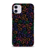 Apple iPhone 11 Uyumlu Lansman Kılıf Hello Kitty Tasarımlı İçi Kadife Kapak-Siyah (Şeffaf)
