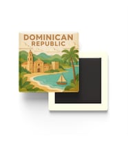 Dominik Cumhuriyeti - Dominican Republic - Paper Cut Art - Baskılı Buzdolap Magneti Kare - 9x9 cm