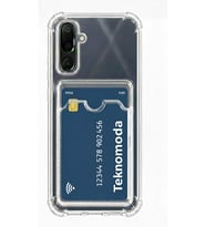 Teknomoda Samsung Galaxy M36 Kılıf Kartlıklı Anti Şok Korumalı Şeffaf Silikon Şeffaf Açık
