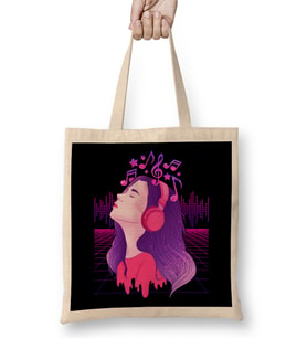 Vaporwave Girl EDM & Trance Dance Music Headphones Bez Çanta Uzun Saplı
