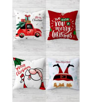 Noel Baba Merry Christmas Yılbaşı Gizli Fermuarlı Kırlent Kılıfı Koltuk Yastık Kılıfı Takım(4adet) (Kırmızı)