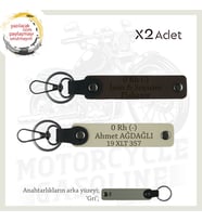 Yol Tutkunlarına İsim Plaka ve 0 Rh (-) Kan Grubu Yazılı Hediye x2 Anahtarlık, K Kahve-S Kahve-Gr (Çok Renkli)