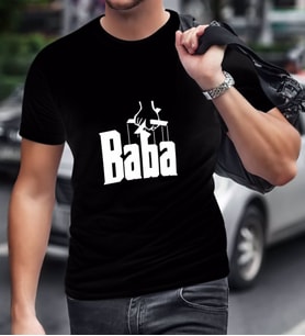 BK Home Godfather Baba Tasarımlı Siyah T-Shirt-5
