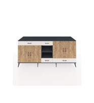 Kronos Konsol 5 Raflı 4 Çekmeceli 4 Kapaklı 220x59x99 Antrasit-Çam/Aytaşı