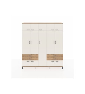 Arges Dolap 12 Raflı 4 Çekmeceli 2 Askılı 220x30x243 Çam-Aytaşı/Çam