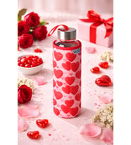 Kalp Desen Kilifli 500 ML.Cam Matara