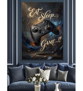 Eat Sleep Game Oyun Sever Tabelası Dekoratif Kanvas - Mdf Ahşap Tablo
