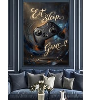 Eat Sleep Game Oyun Sever Tabelası Dekoratif Kanvas - Mdf Ahşap Tablo