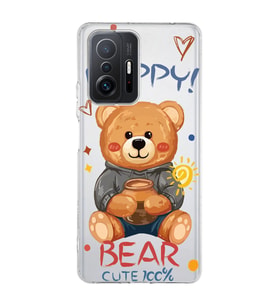 Xiaomi Mi 11T - 11T Pro Uyumlu Happy Bear Tasarımlı Şeffaf Telefon Kılıfı