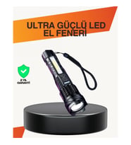 Şarjlı LED El Feneri – Uzun Mesafe Ana Işık ve Geniş Alan COB LED