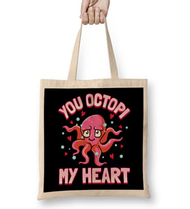 You Octopi My Heart Funny Octopus Pun Bez Çanta Uzun Saplı