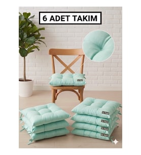 6 Adet Bağcıklı Sandalye Minderi 40x40