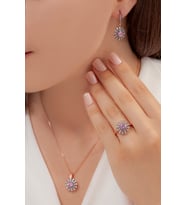 AgaKulche Süzme Mitos Gümüş Takı Seti Kalemli S56-EP (925)