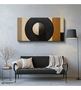 Yatay Panoramik Kanvas Tablo Küre Soyut Sanat Tablosu Ev Ofis Duvar Dekoru