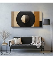 Yatay Panoramik Kanvas Tablo Küre Soyut Sanat Tablosu Ev Ofis Duvar Dekoru