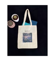 Bez Çanta Dünyası Monet Ham Naturel Zambaklar Baskılı Bez Çanta